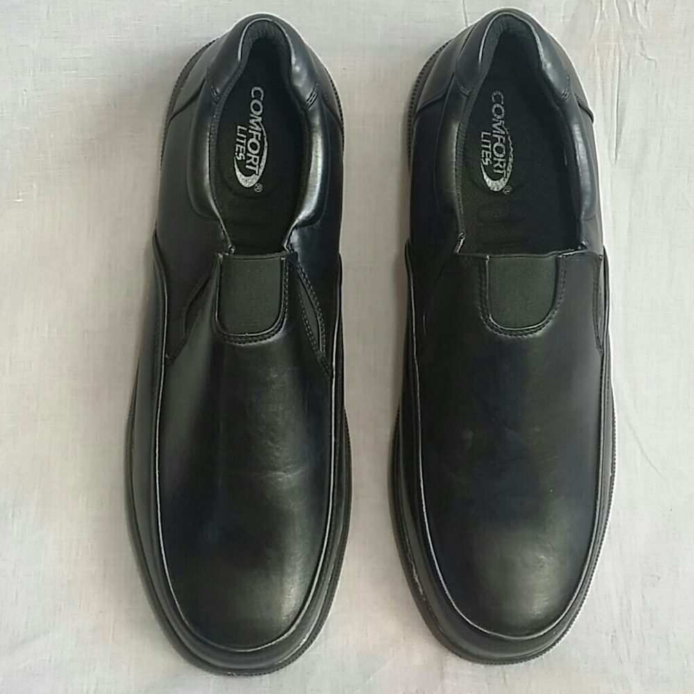 Comfort Lites Men's Slip-on Shoes Black w Elastic on sides and top …